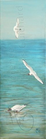 « Rieuses mais pas moqueuses », acrylique sur toile 20x60 cm